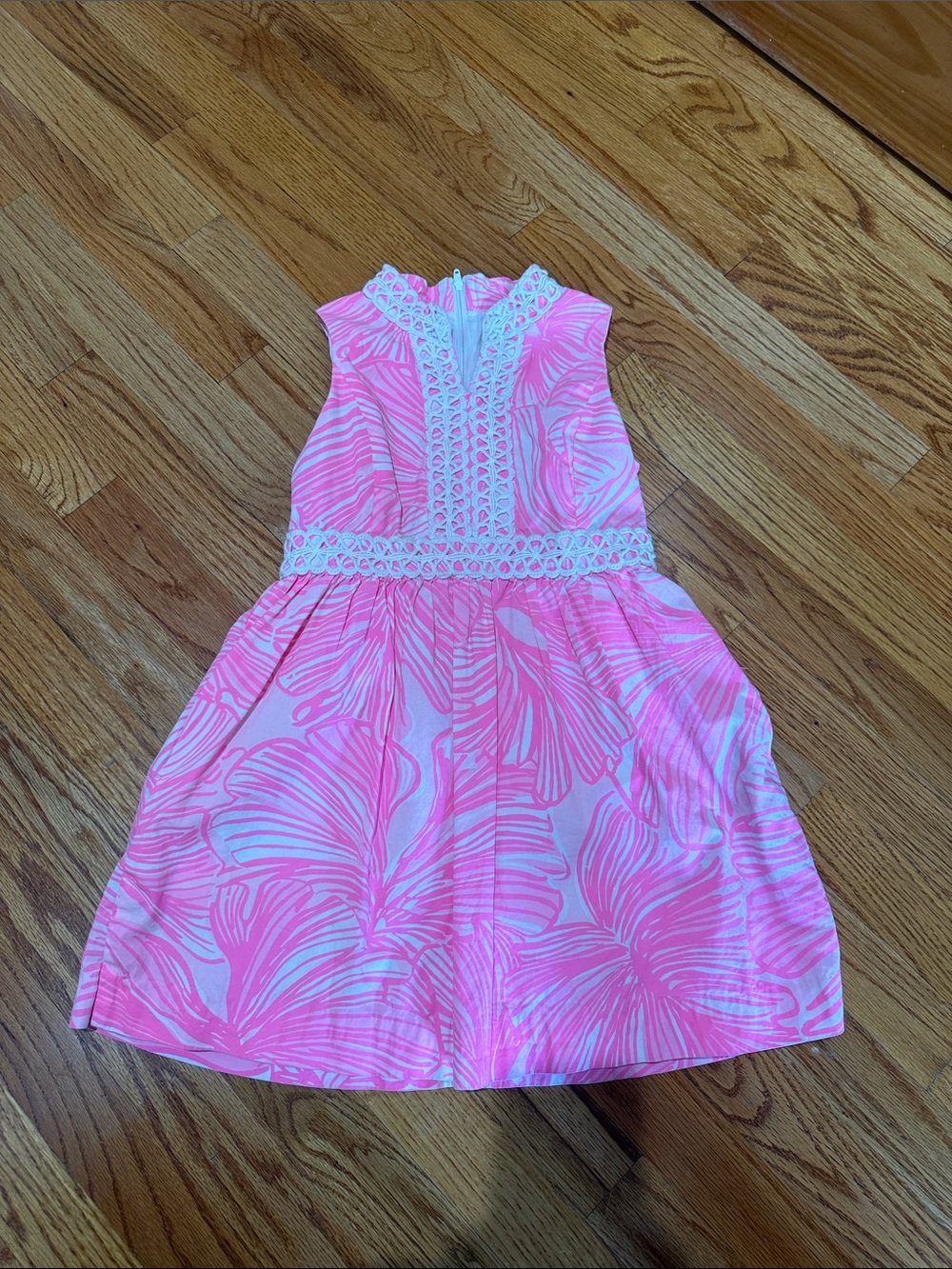 Lilly Pulitzer Pink Floral Lace-Trim Dress